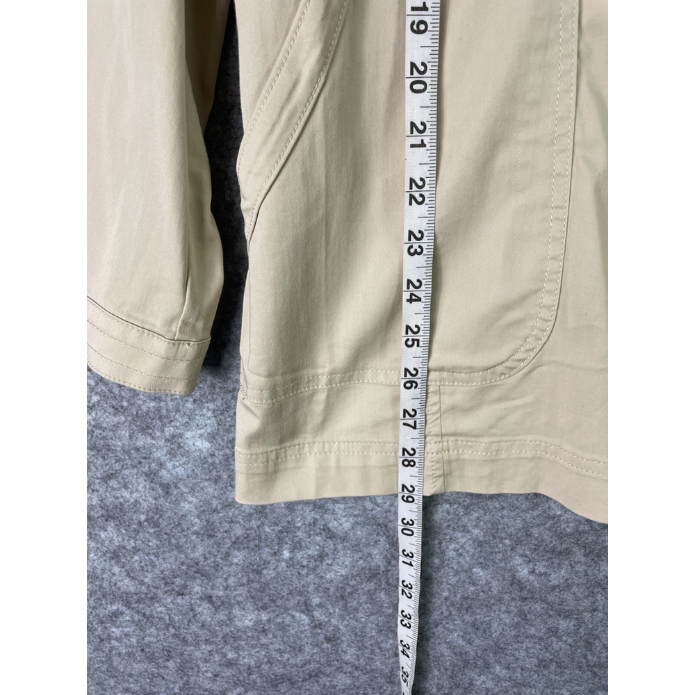 Chicos Luxe Twill Utility Jacket Size 2 US 12/14 Snap Cotton Pockets Stretch - Picture 9 of 12